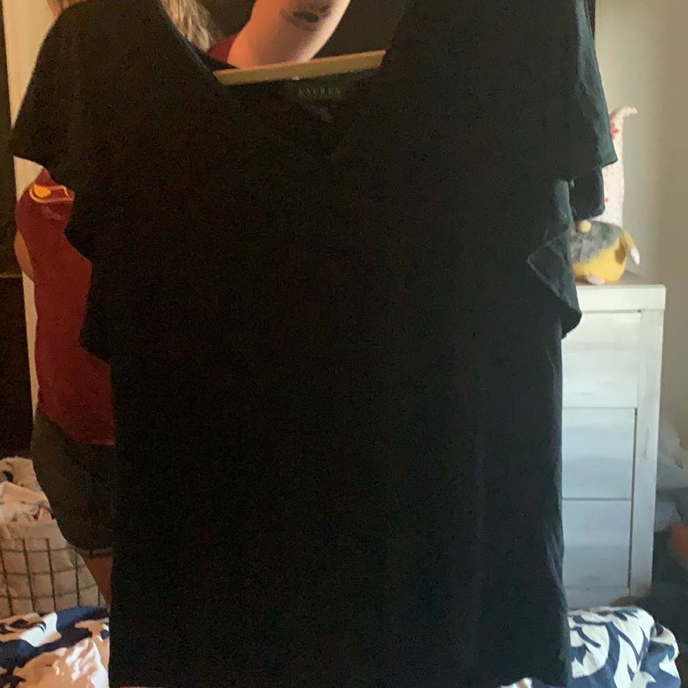 Brand is Lauren size XL adorable flutter sleeve shirt